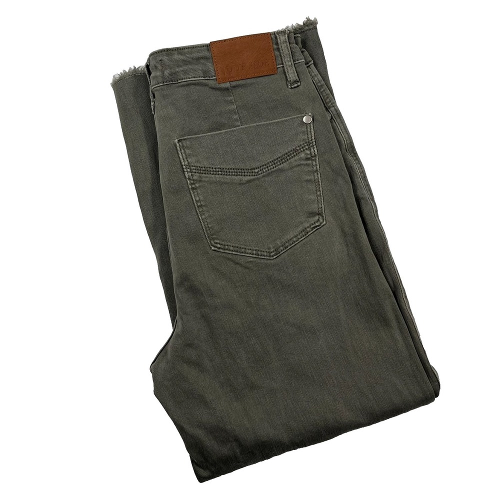 Judy Blue Wide Leg Jeans Womens 9/29 (Fits 28x24) Olive Garment Dyed Raw Hem